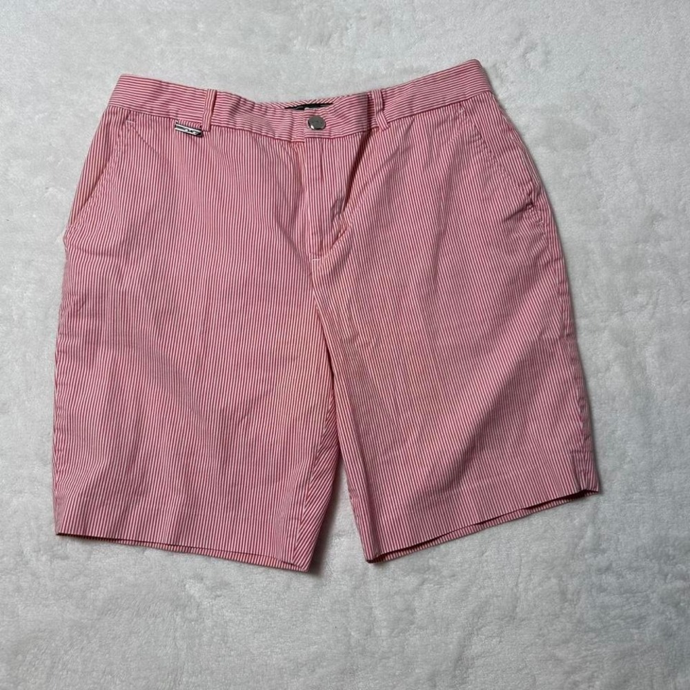 LRL Lauren Ralph Lauren Active Seersucker Bermuda Shorts Stripes Sz 8 Golf